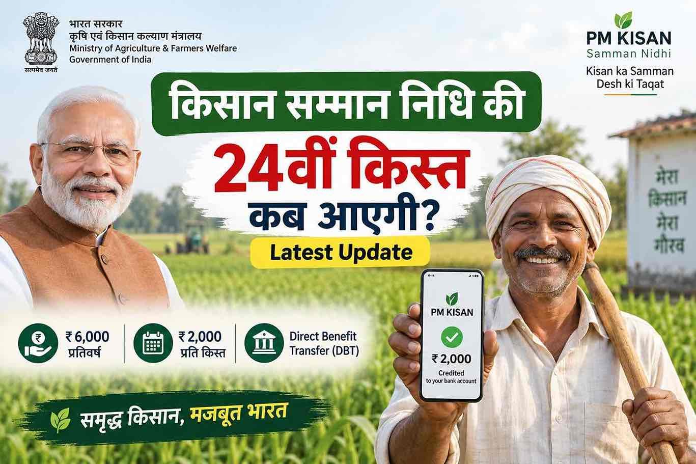 kisan samman nidhi ki 24 mein kist kab aaegi